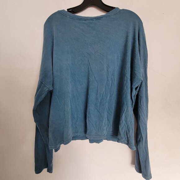 NEW Wild Fable Turquoise Teal Blue V Neck Long Sleeve Pullover Shirt Size XL - Picture 3 of 10